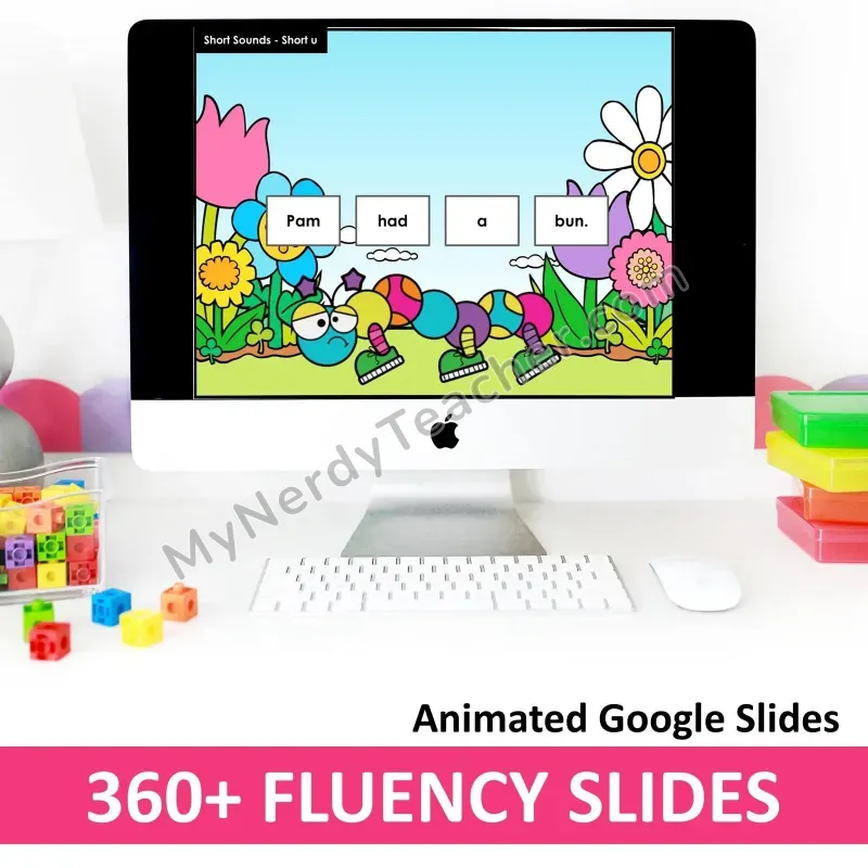 Digital Phonics Fluency Slides — 360+ Decodable Sentences (Animated Google Slides)