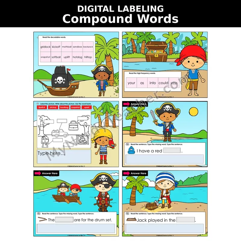 Compound Words (Closed/Closed Syllables) Digital Label & Write Activity