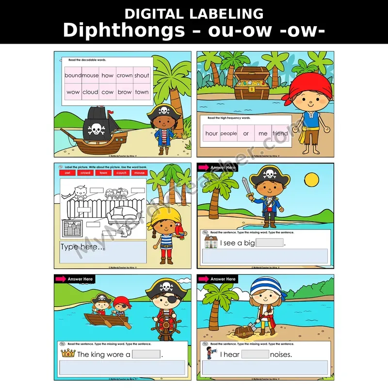 ou/ow Diphthong Digital Label & Write Activity