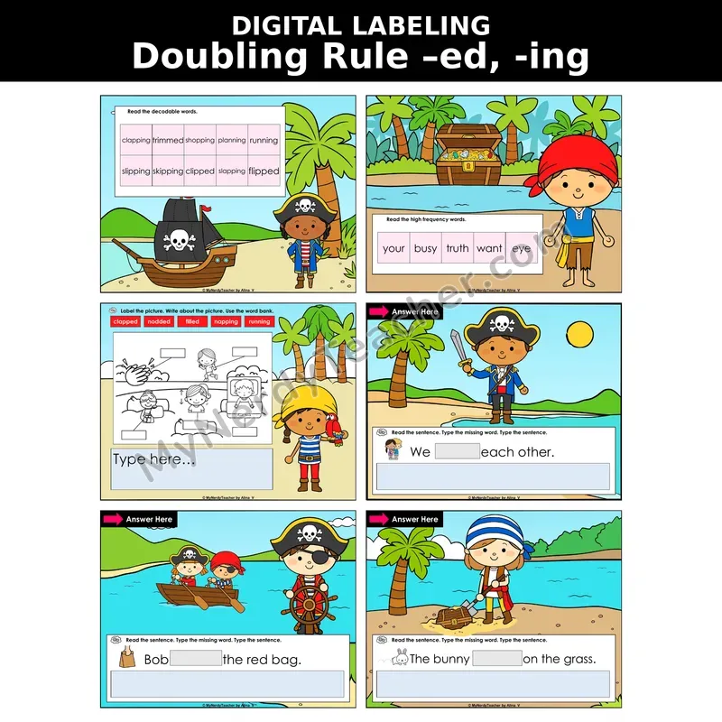 Doubling Rule with -ed and -ing Digital Label & Write Activity