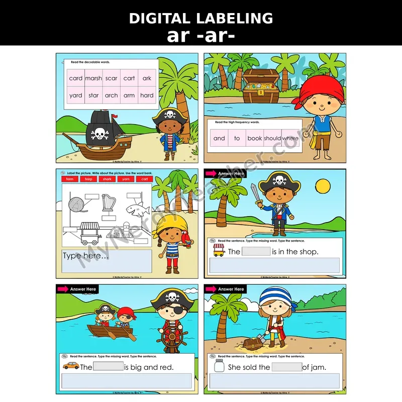 ar (R-Controlled Vowel) Digital Label & Write Activity