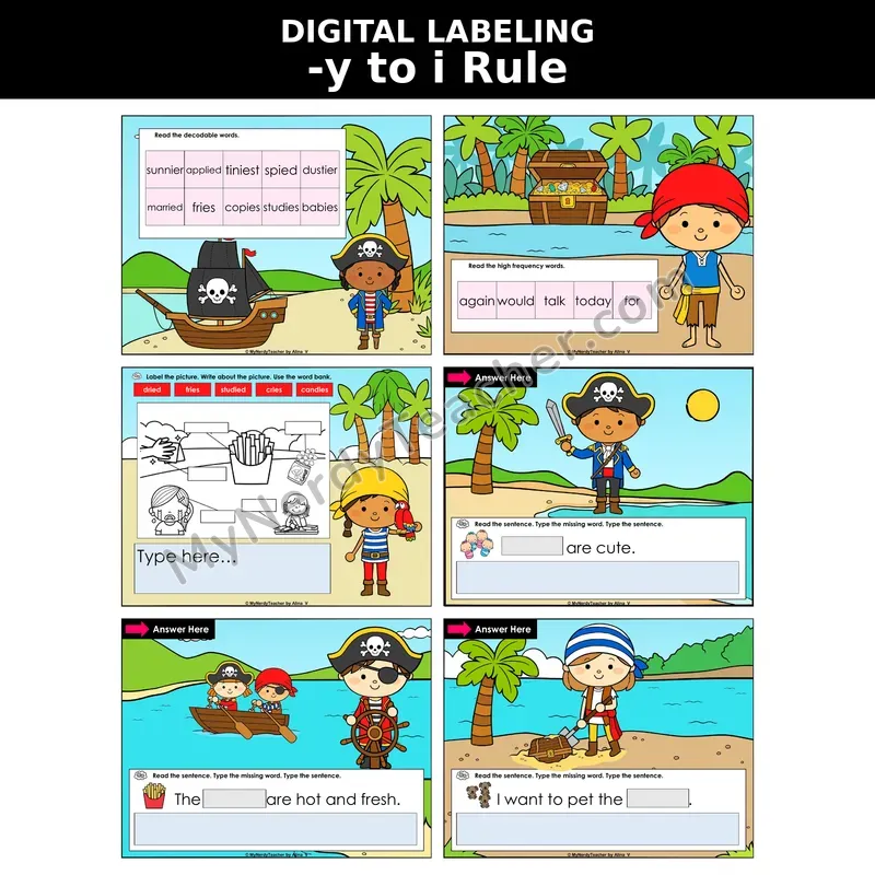 Y to I Spelling Rule (Suffixes) Digital Label & Write Activity