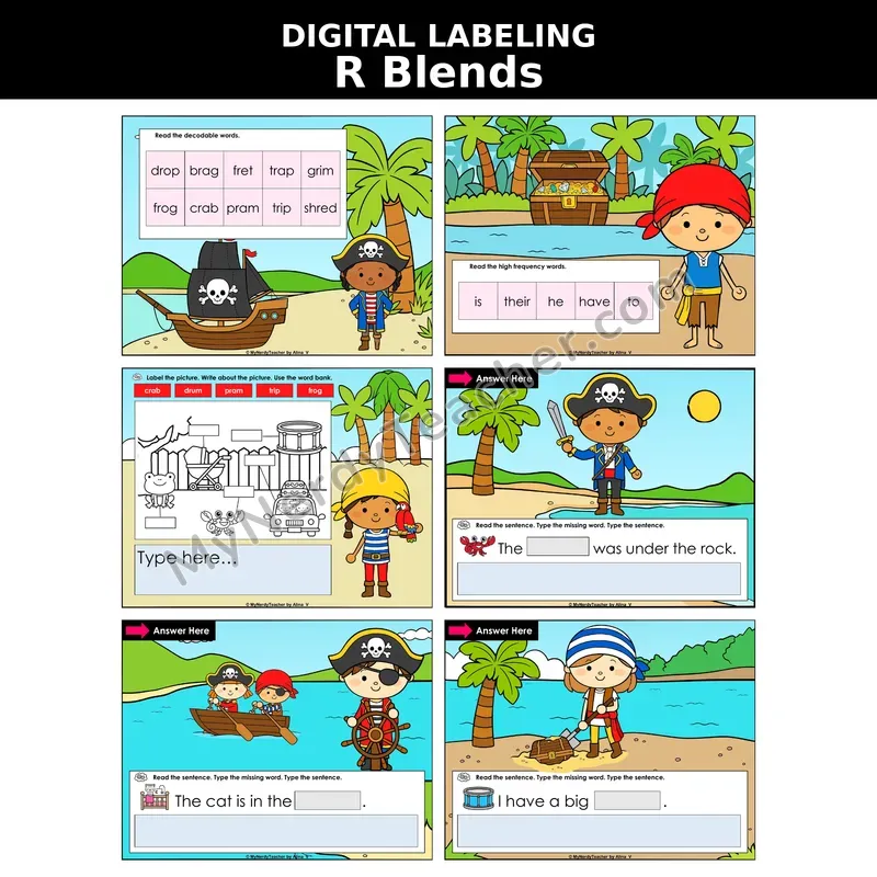R Blends (Initial Consonant Blends) Digital Label & Write Activity