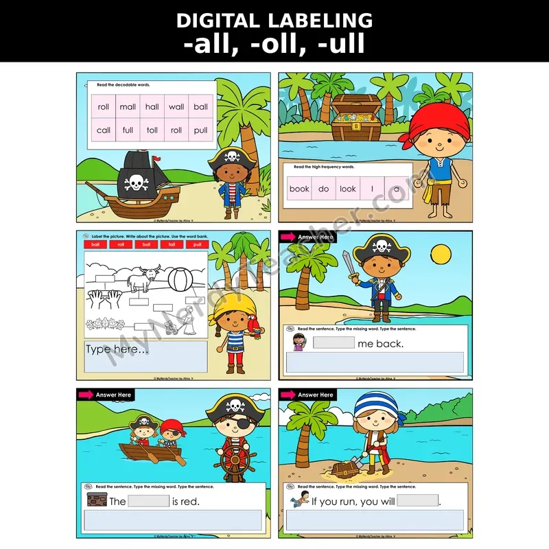 Glued Sounds: -all, -oll, -ull Digital Label & Write Activity