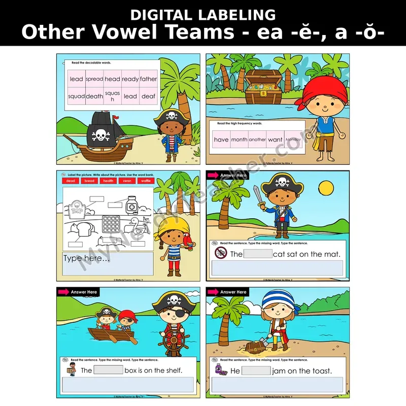 ea (Short /ĕ/) and a (Short /ŏ/) Vowel Teams Digital Label & Write Activity