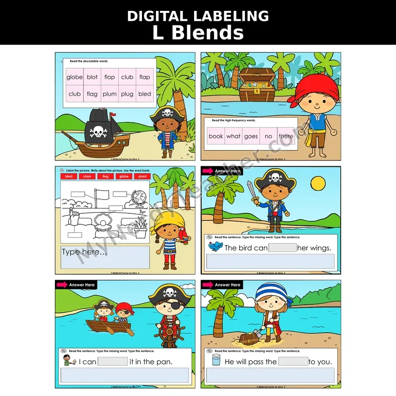 L Blends (Initial Consonant Blends) Digital Label & Write Activity