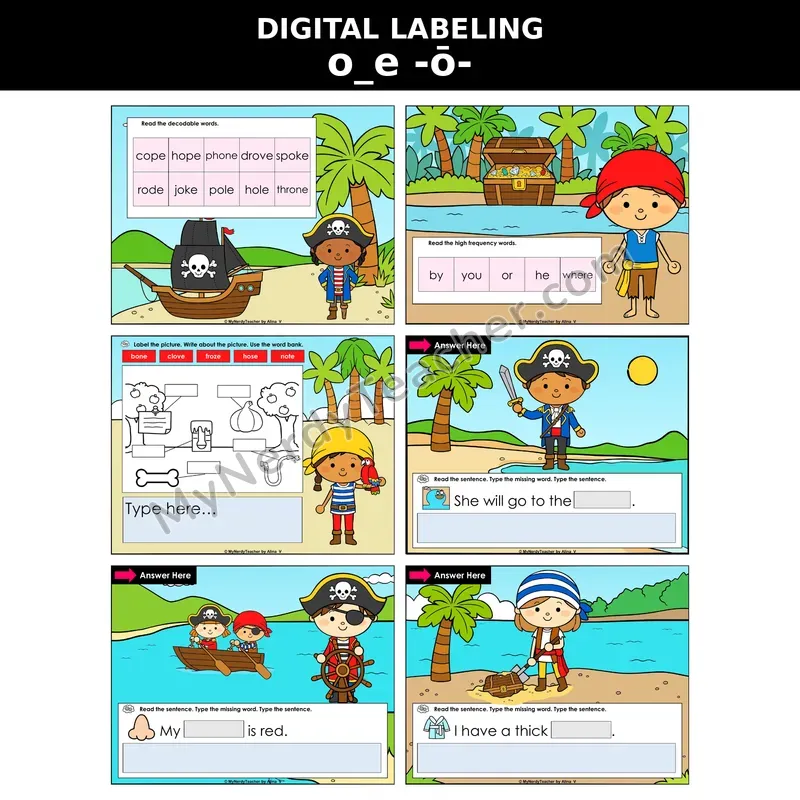 o_e (Long O — Silent E) Digital Label & Write Activity