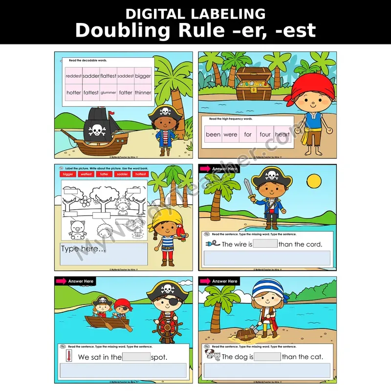 Doubling Rule with -er and -est Digital Label & Write Activity