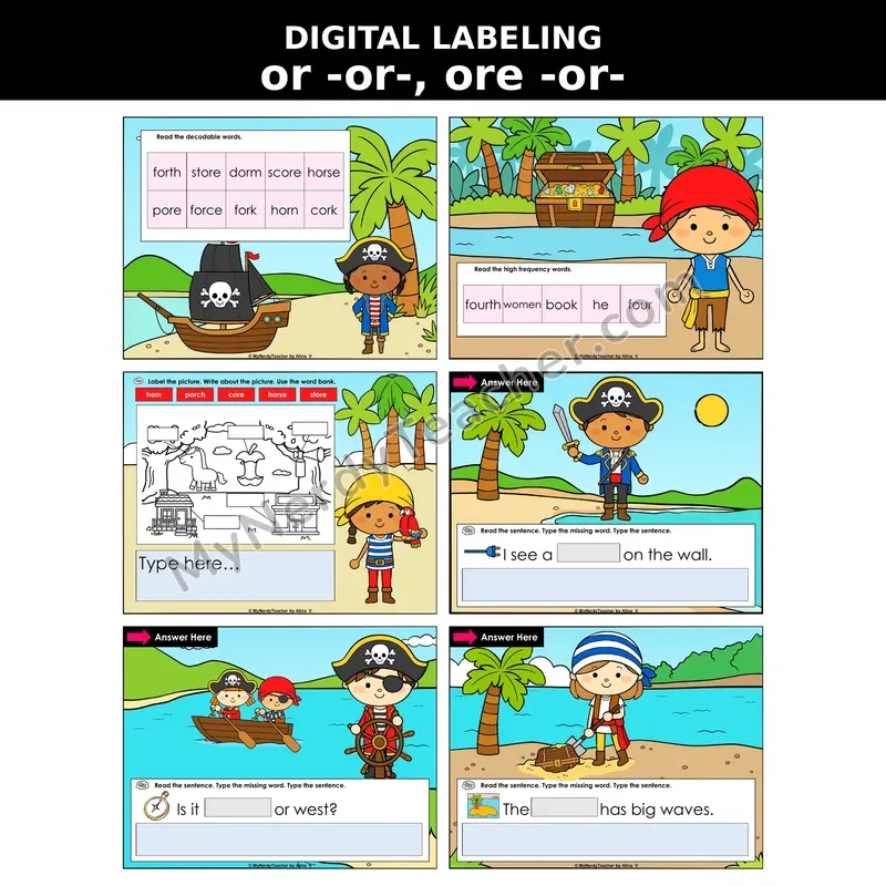 or and ore (R-Controlled Vowels) Digital Label & Write Activity