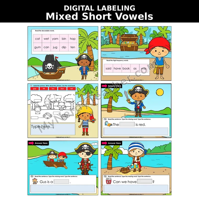 Mixed Short Vowels Review Digital Label & Write Activity