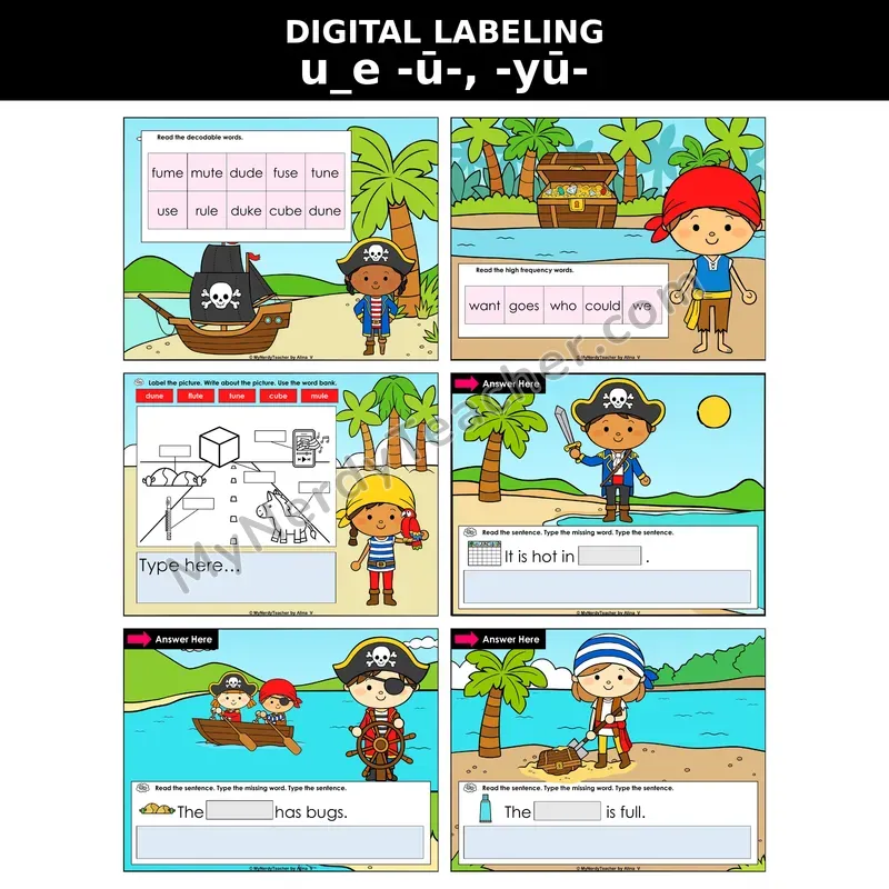 u_e (Long U — Silent E) Digital Label & Write Activity