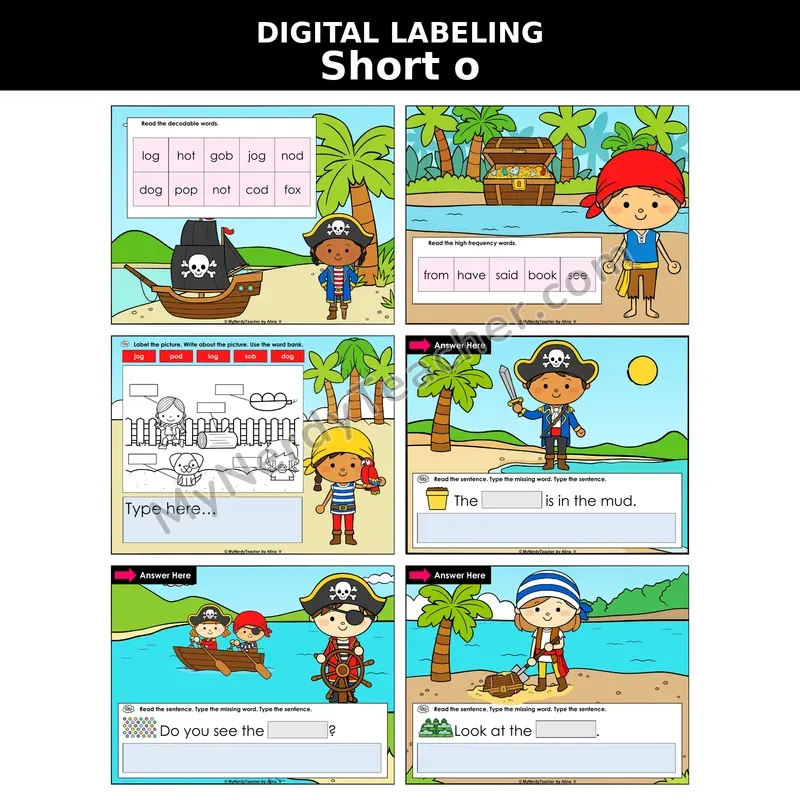 Short O CVC Words Digital Label & Write Activity