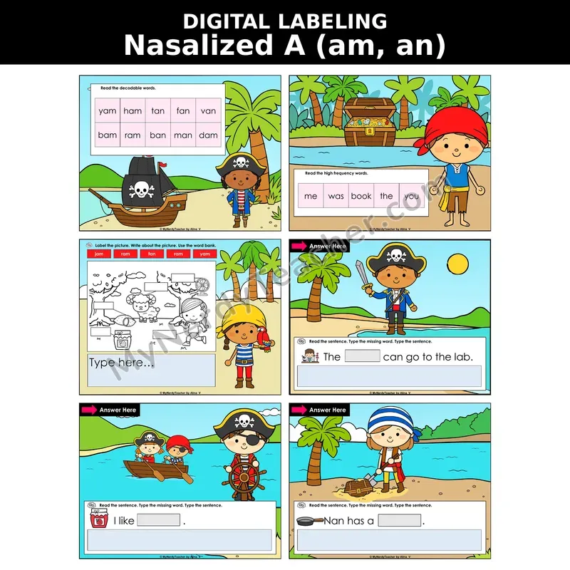 Nasalized A (am, an) Glued Sounds Digital Label & Write Activity
