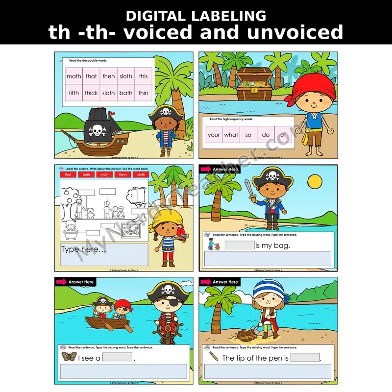 th Digraph (Voiced and Unvoiced) Digital Label & Write Activity