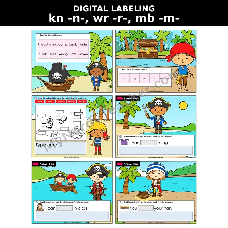 Silent Letters: kn, wr, mb Digital Label & Write Activity