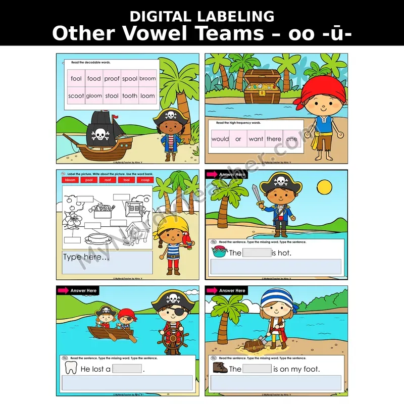 oo Vowel Team (Long /ū/) Digital Label & Write Activity