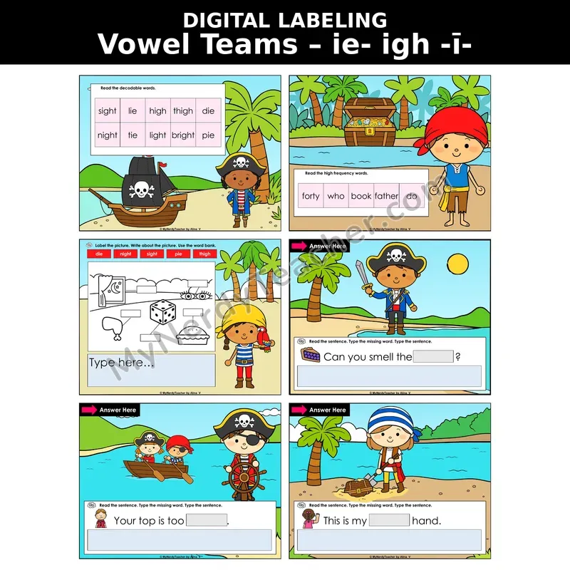 Vowel Team ie/igh (Long I) Digital Label & Write Activity