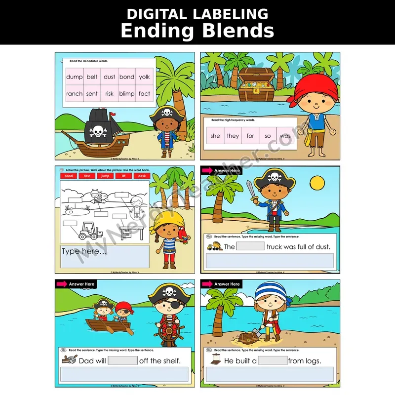 Ending Blends (Final Consonant Blends) Digital Label & Write Activity