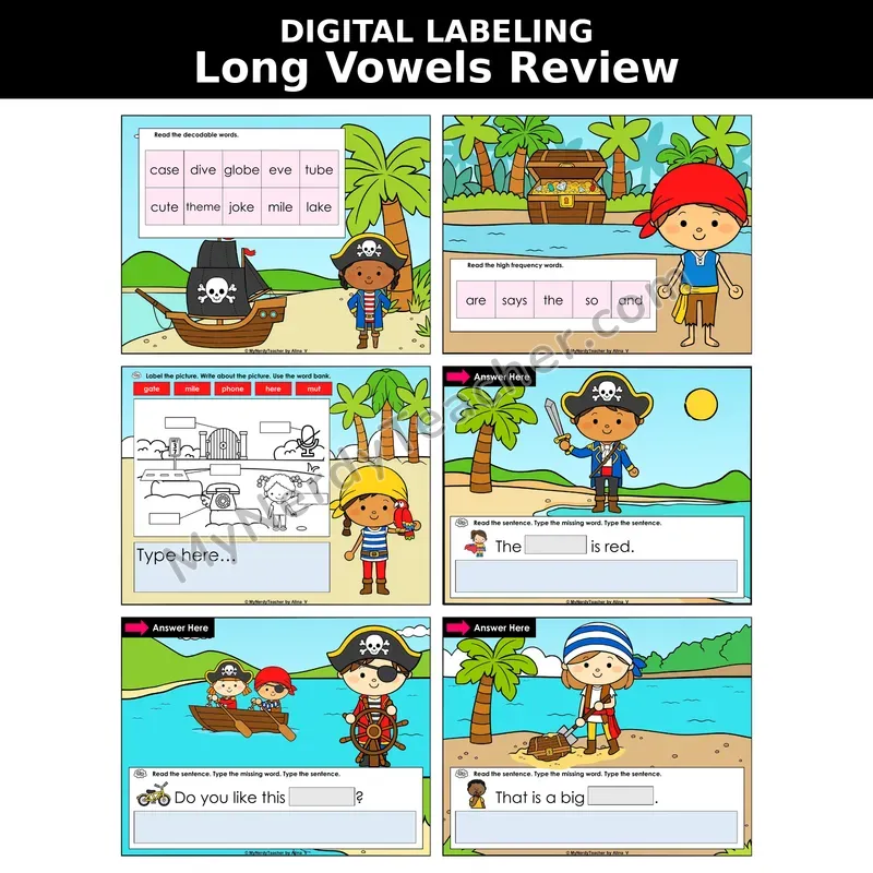 Long Vowels Review (All Vowel Teams) Digital Label & Write Activity