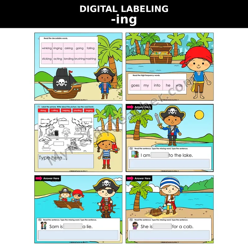 Suffix -ing (Inflectional Ending) Digital Label & Write Activity