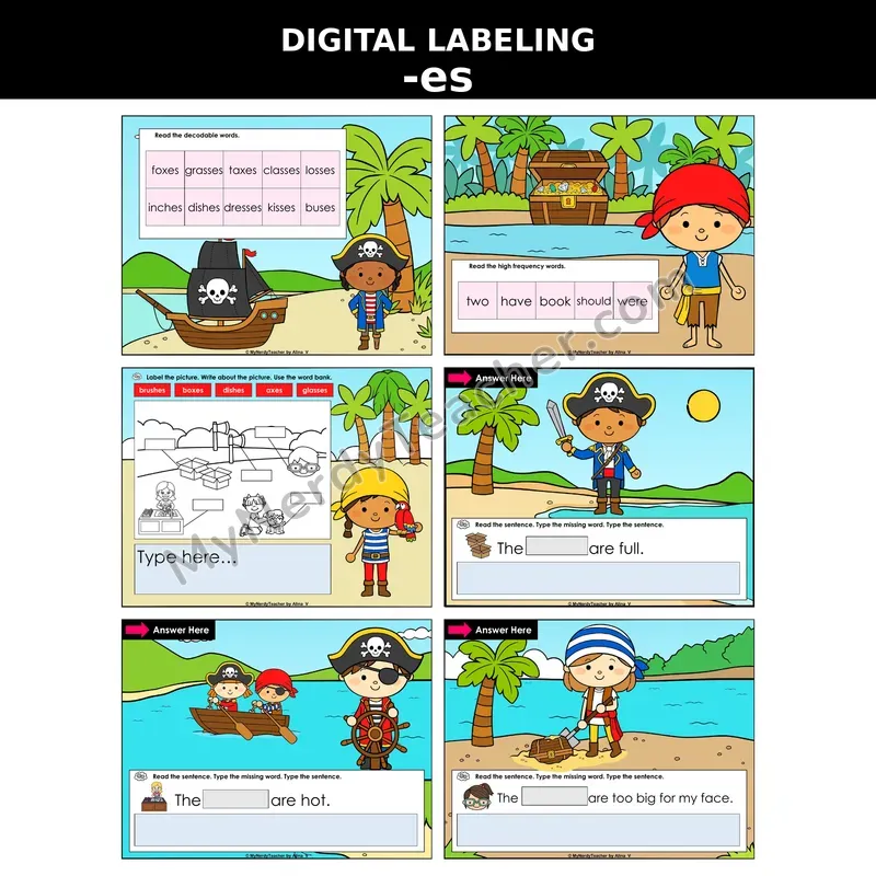 Suffix -es (Inflectional Ending) Digital Label & Write Activity