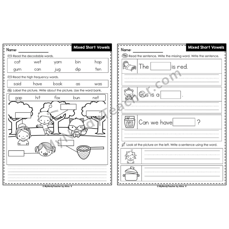 Short Vowels Review (All) Editable PowerPoint Label & Write Activity