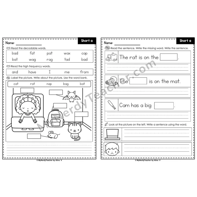 Short A CVC Words Editable PowerPoint Label & Write Activity