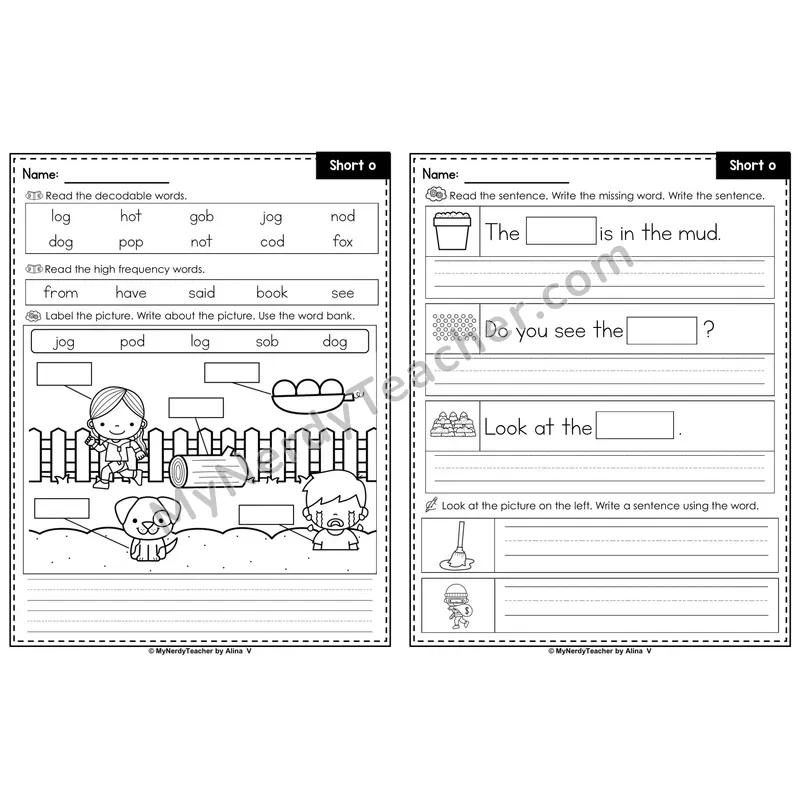 Short O CVC Words Editable PowerPoint Label & Write Activity