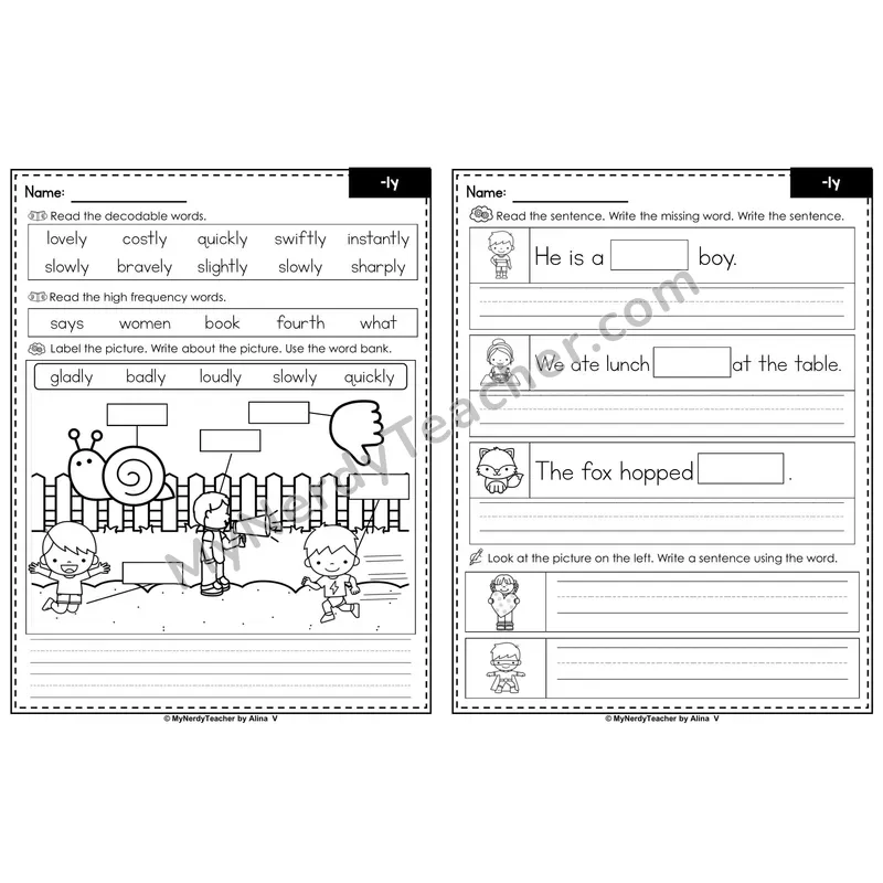 Suffix -ly Editable PowerPoint Label & Write Activity