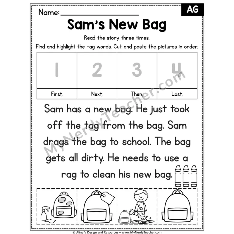 Short A CVC Decodable Reader — Sam's New Bag (AG)