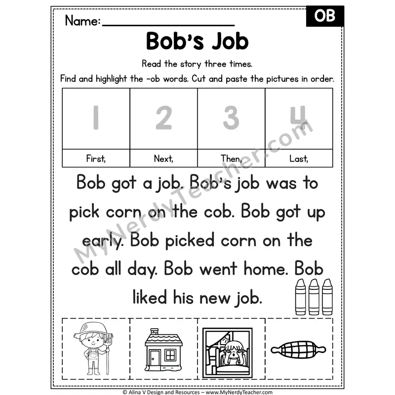 Short O CVC Decodable Reader — Bob's Job (OB)