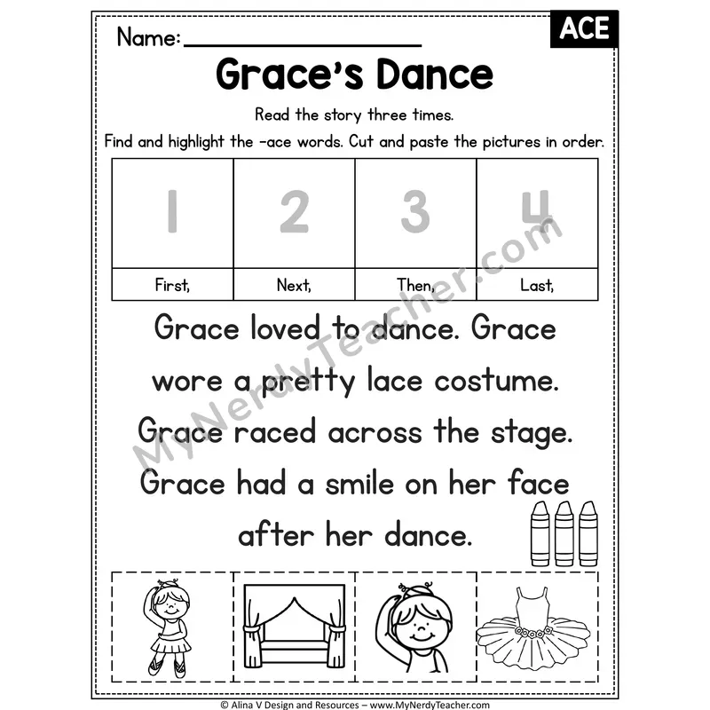 Long A VCe (a_e) Decodable Reader — Grace's Dance (ACE)