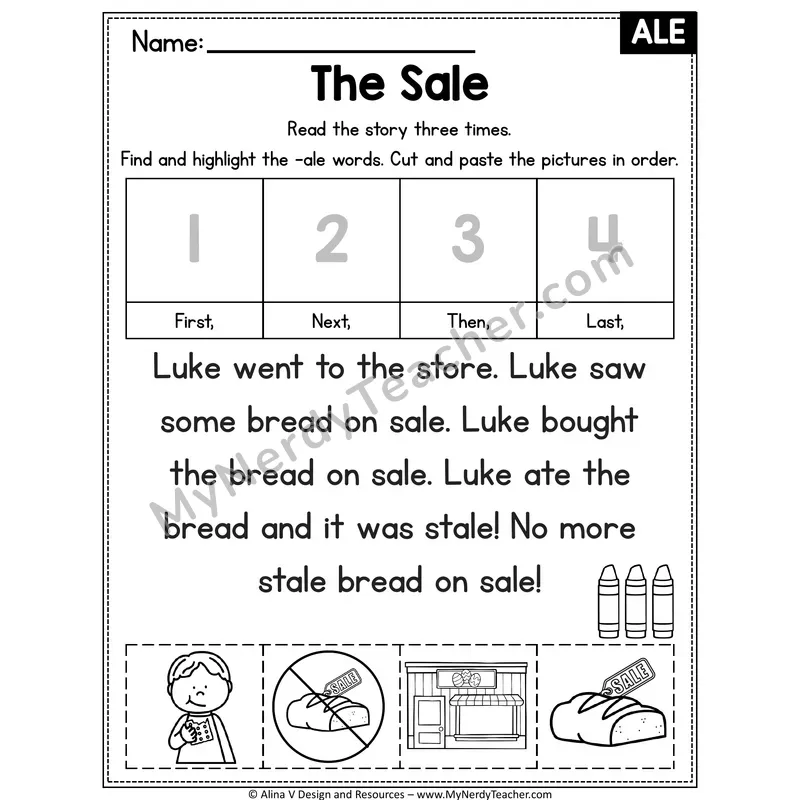 Long A VCe (a_e) Decodable Reader — The Sale (ALE)
