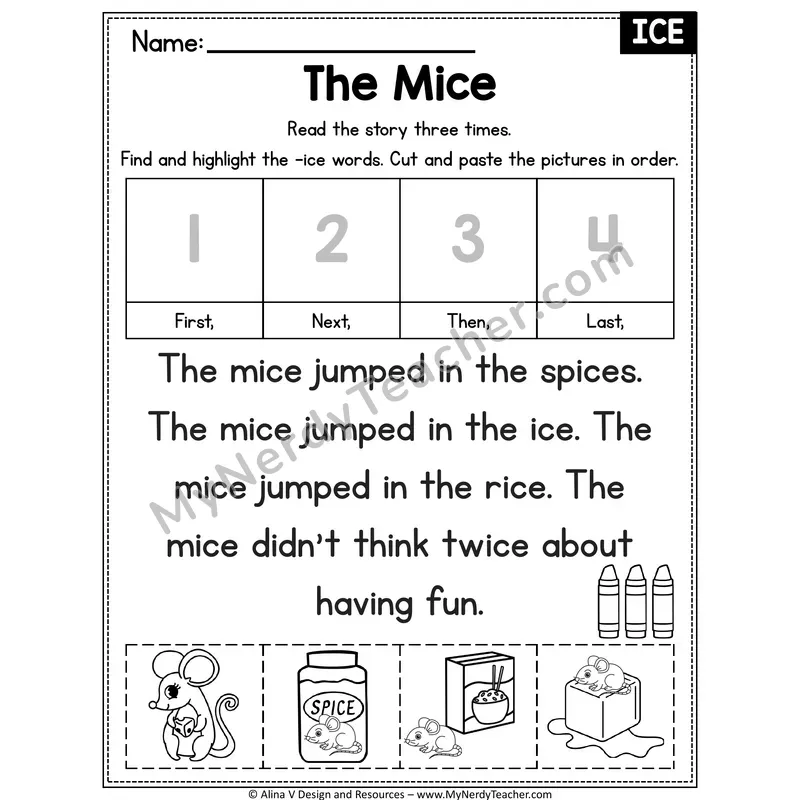 Long I VCe (i_e) Decodable Reader — The Mice (ICE)