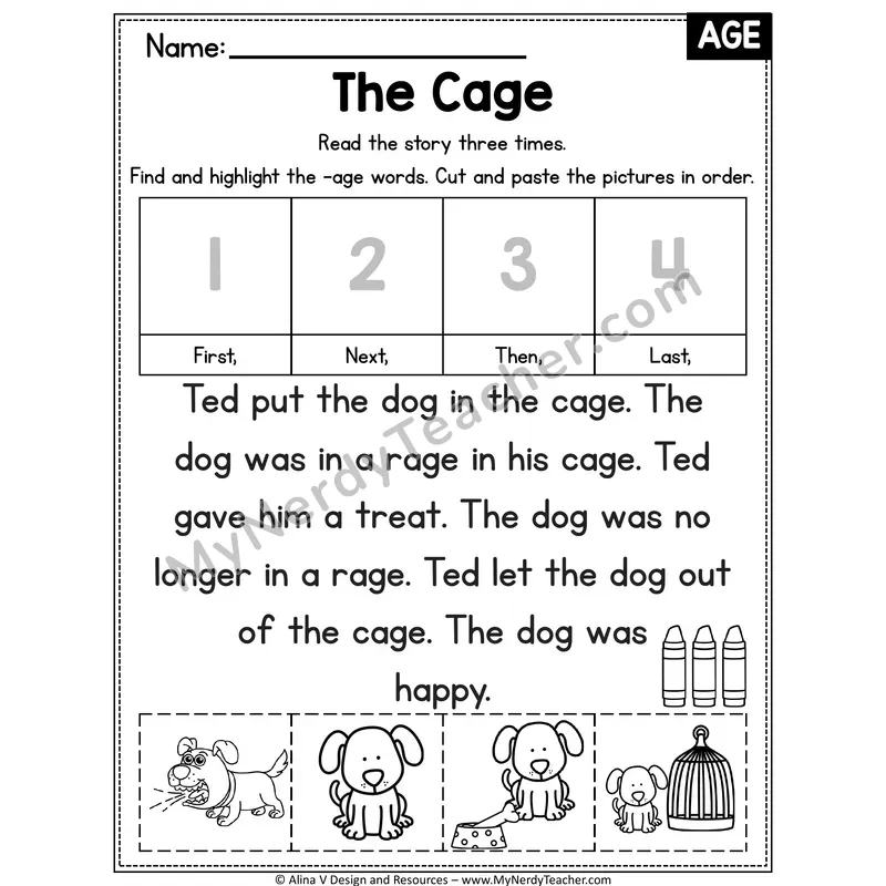 Long A VCe (a_e) Decodable Reader — The Cage (AGE)