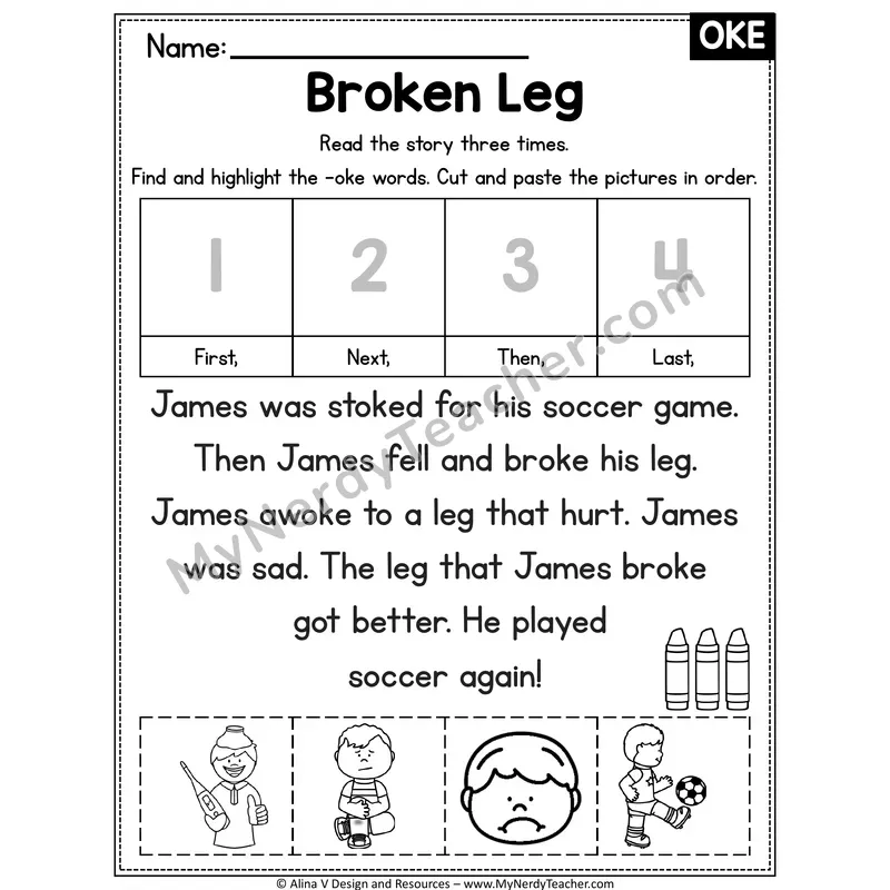 Long O VCe (o_e) Decodable Reader — Broken Leg (OKE)