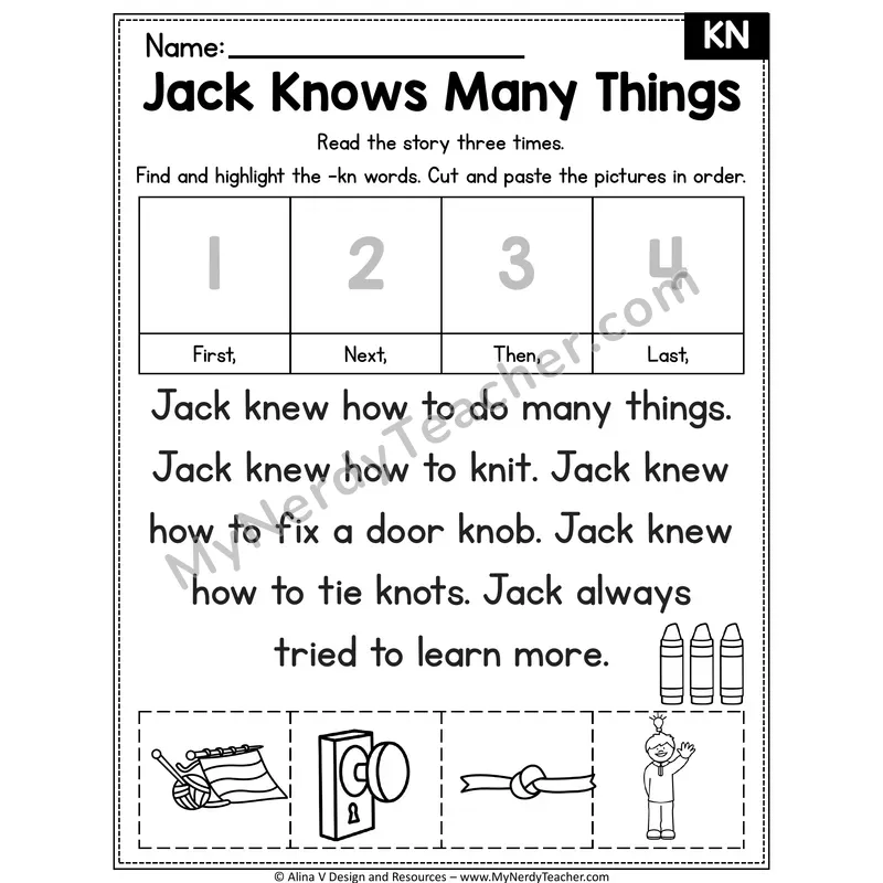KN silent letter Decodable Reader — Jack Knows Many Things