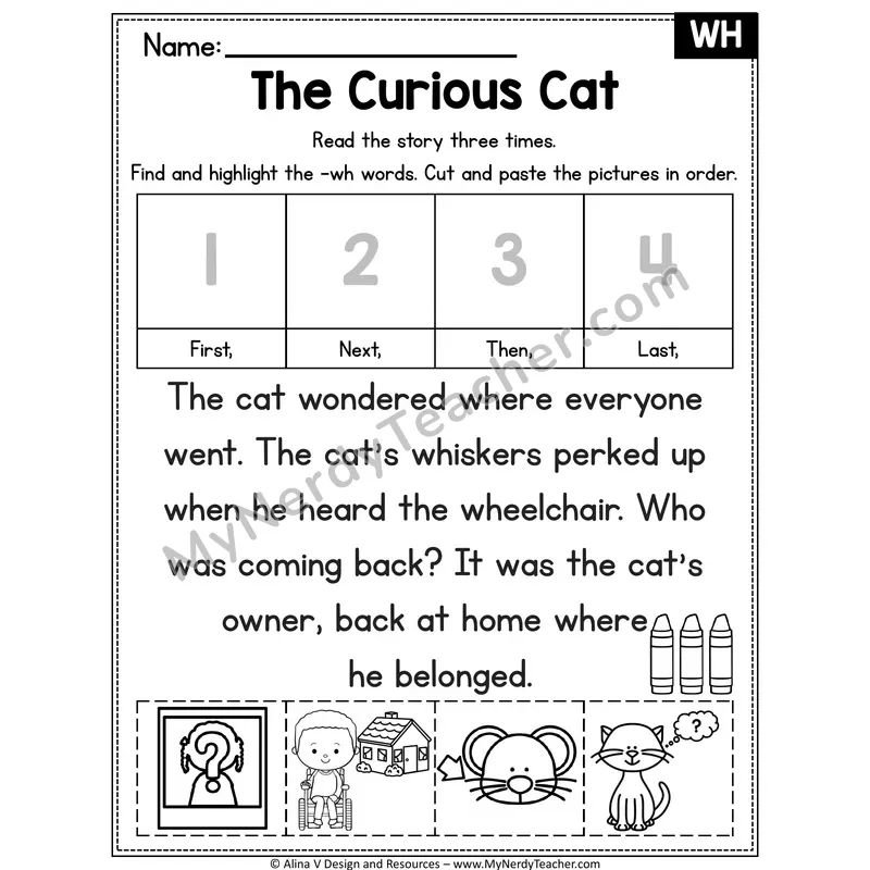 WH digraph Decodable Reader — The Curious Cat