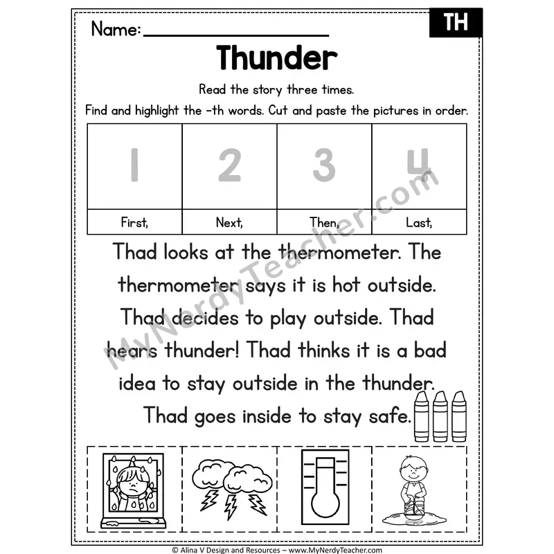 TH digraph Decodable Reader — Thunder