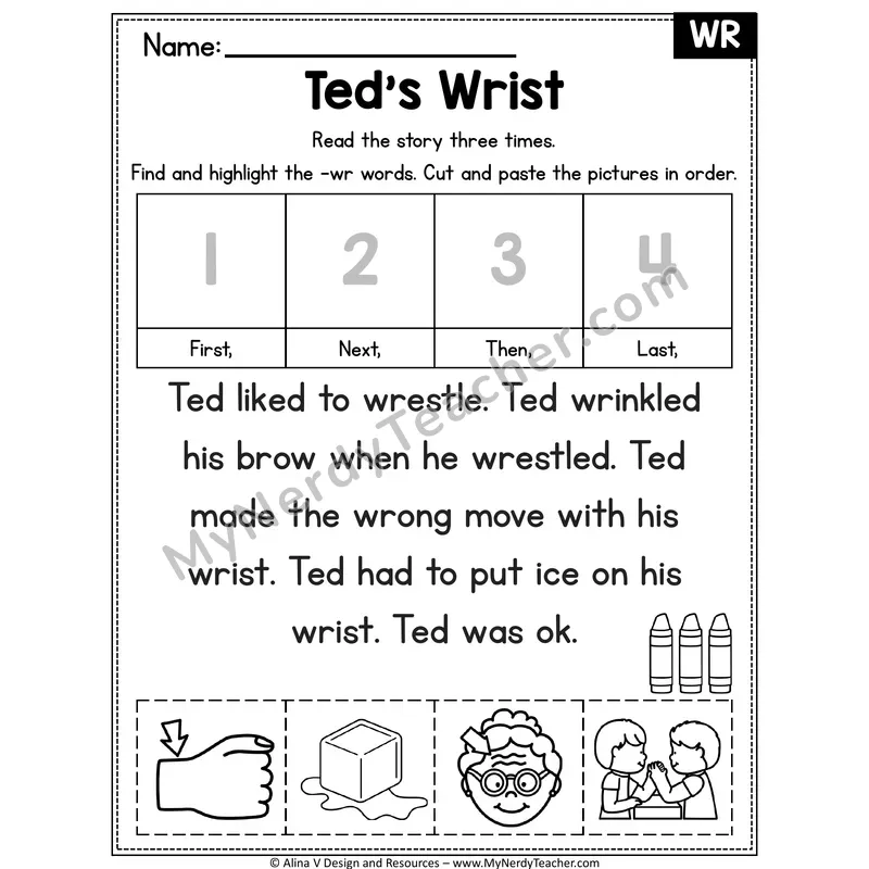 WR silent letter Decodable Reader — Ted's Wrist