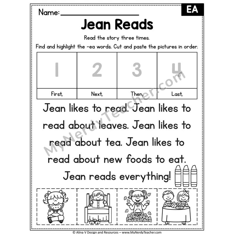 EA long E team Decodable Reader — Jean Reads
