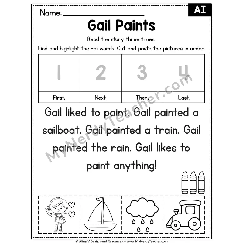 AI long A team Decodable Reader — Gail Paints