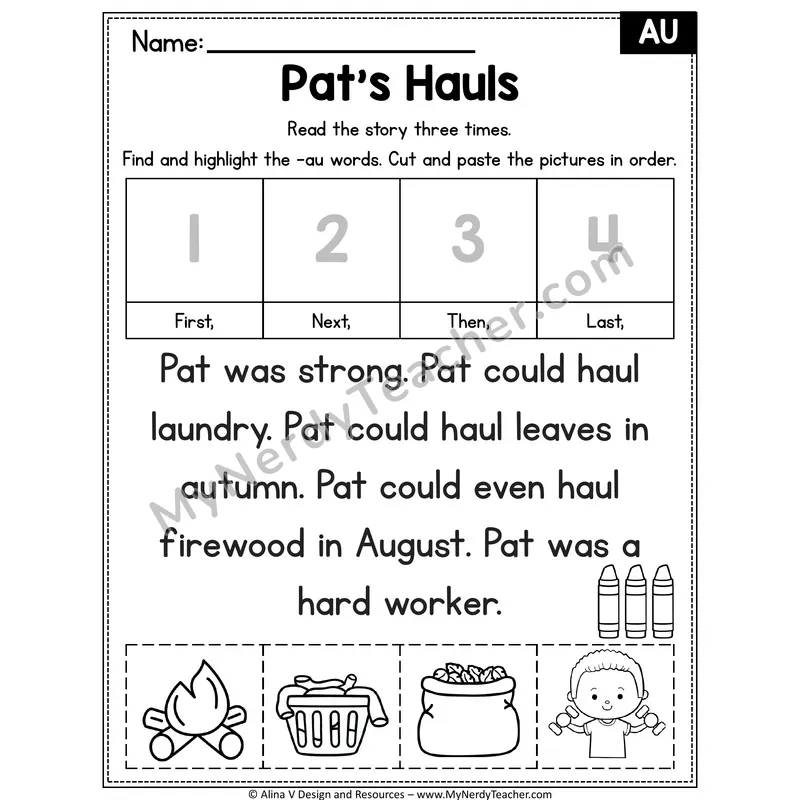 AU diphthong Decodable Reader — Pat's Hauls