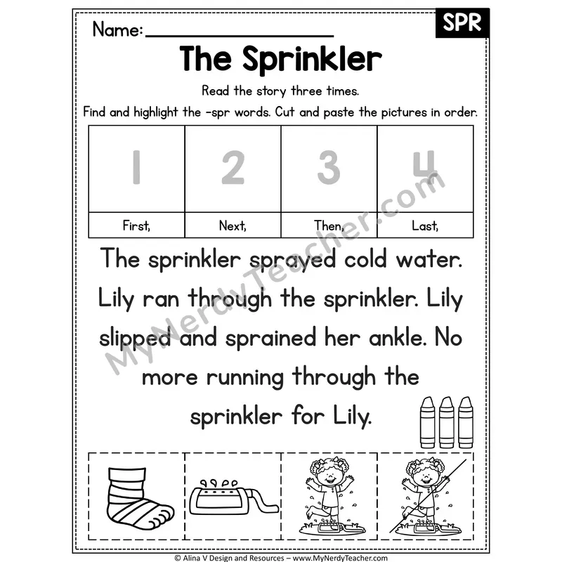 SPR beginning trigraph Decodable Reader — The Sprinkler
