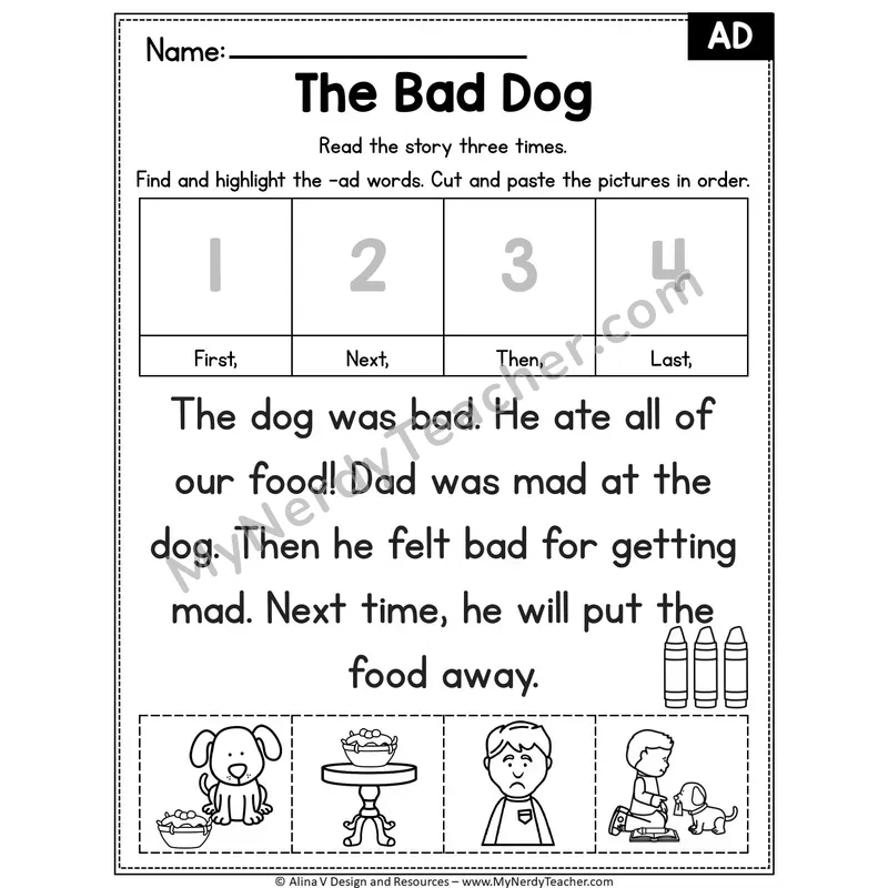 Short A CVC Editable Decodable Reader — The Bad Dog (AD)