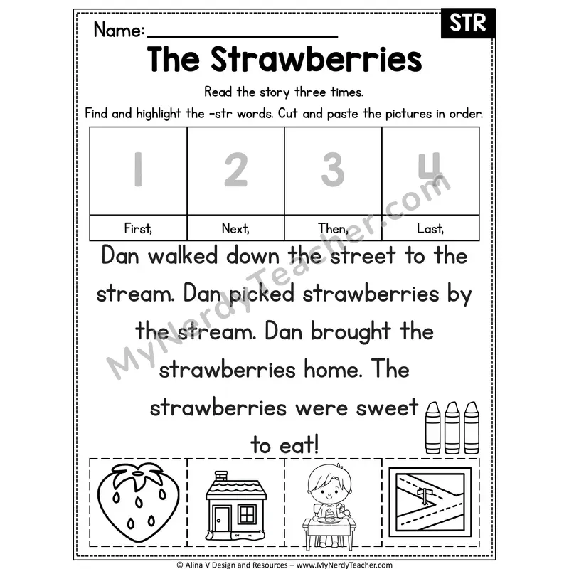 STR beginning trigraph Decodable Reader — The Strawberries
