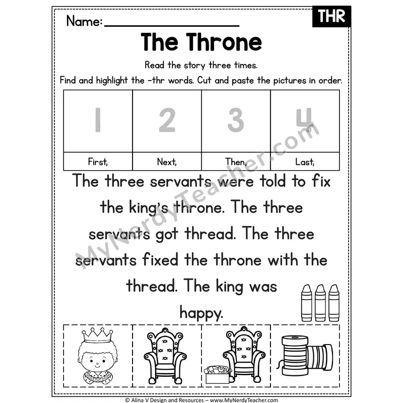 THR beginning trigraph Decodable Reader — The Throne