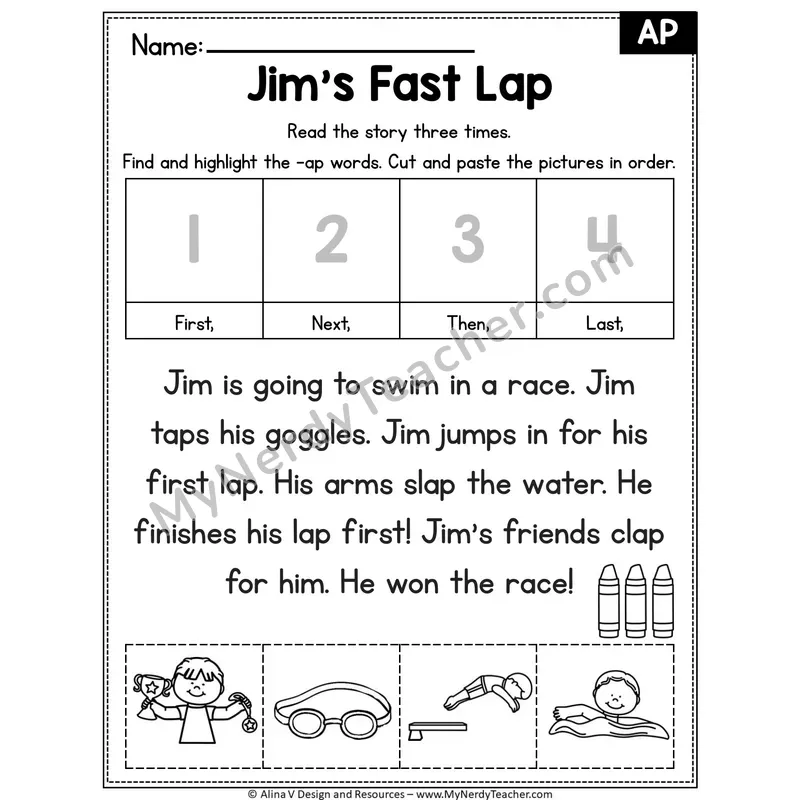 Short A CVC Editable Decodable Reader — Jim's Fast Lap (AP)