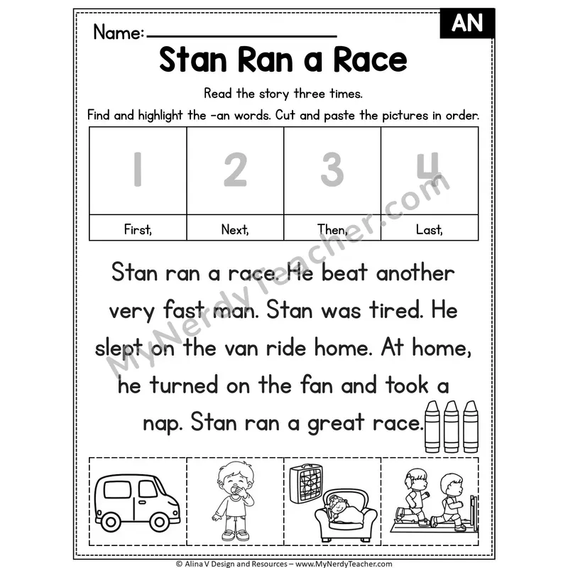Short A CVC Editable Decodable Reader — Stan Ran a Race (AN)