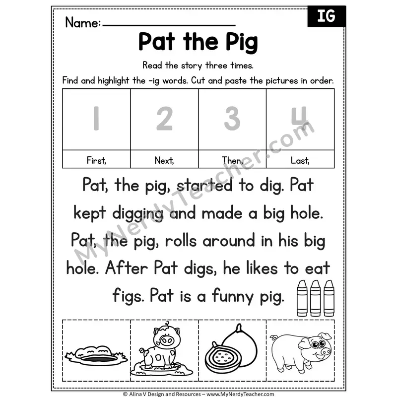 Short I CVC Editable Decodable Reader — Pat the Pig (IG)